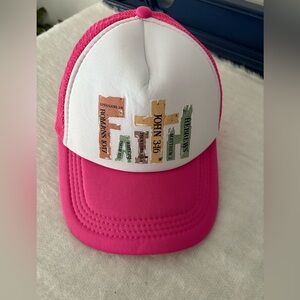Pink and White Trucker Hat with Faith Design New in package